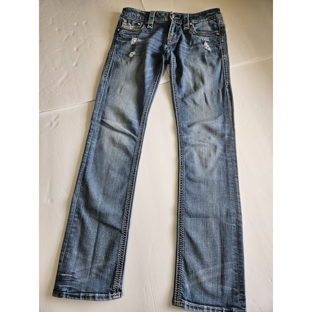 Rock Revival Jeans "Luz" Style Easy Straight Size 26/2 Y2K Womens Jeweled Booty